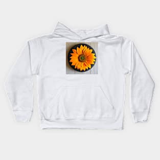 Large orange sunflowers on a light brown base Kids Hoodie